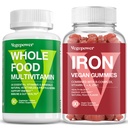 Whole Food Multivitamin + Iron Gummies ← Suplemento Alimentario completo para la energía, Gut, Immune Health TEN Blood Healthy &amp; Energy Support for Iron Deficiency, Anemia, 90 Ct