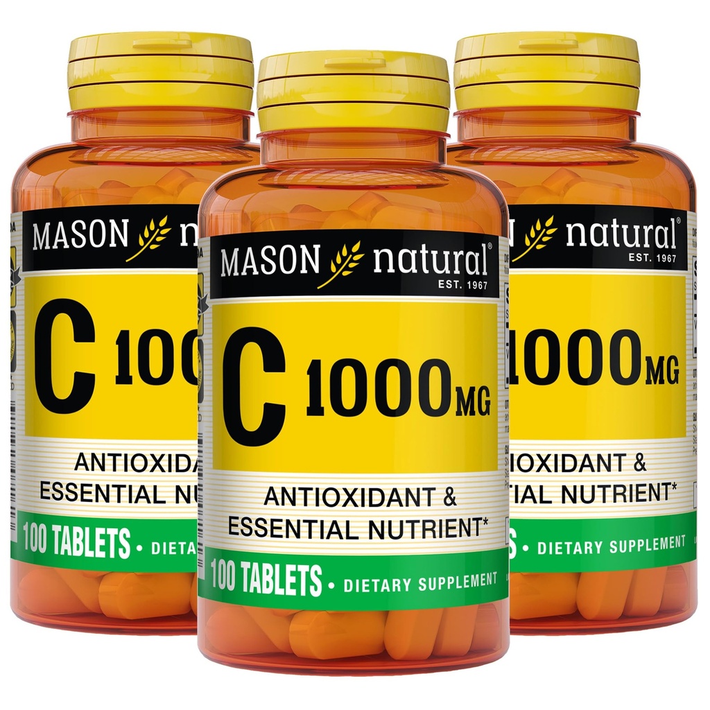 MASON NATURAL Vitamina C 1000 mg, 300 Day Supply, Supports Healthy Immune System, Antioxidant and Essential Nutrient, 3 Pack
