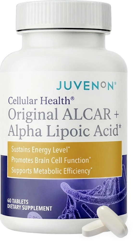 Juvenon Cellular Health tención Heart, Brain Supplement with Acetyl L-Carnitine and Biotin - Supports NAD+ Function, Energy Production, Mood, Revitalized Metabolism, Mental Focus & Clarity (60 Tablets)
