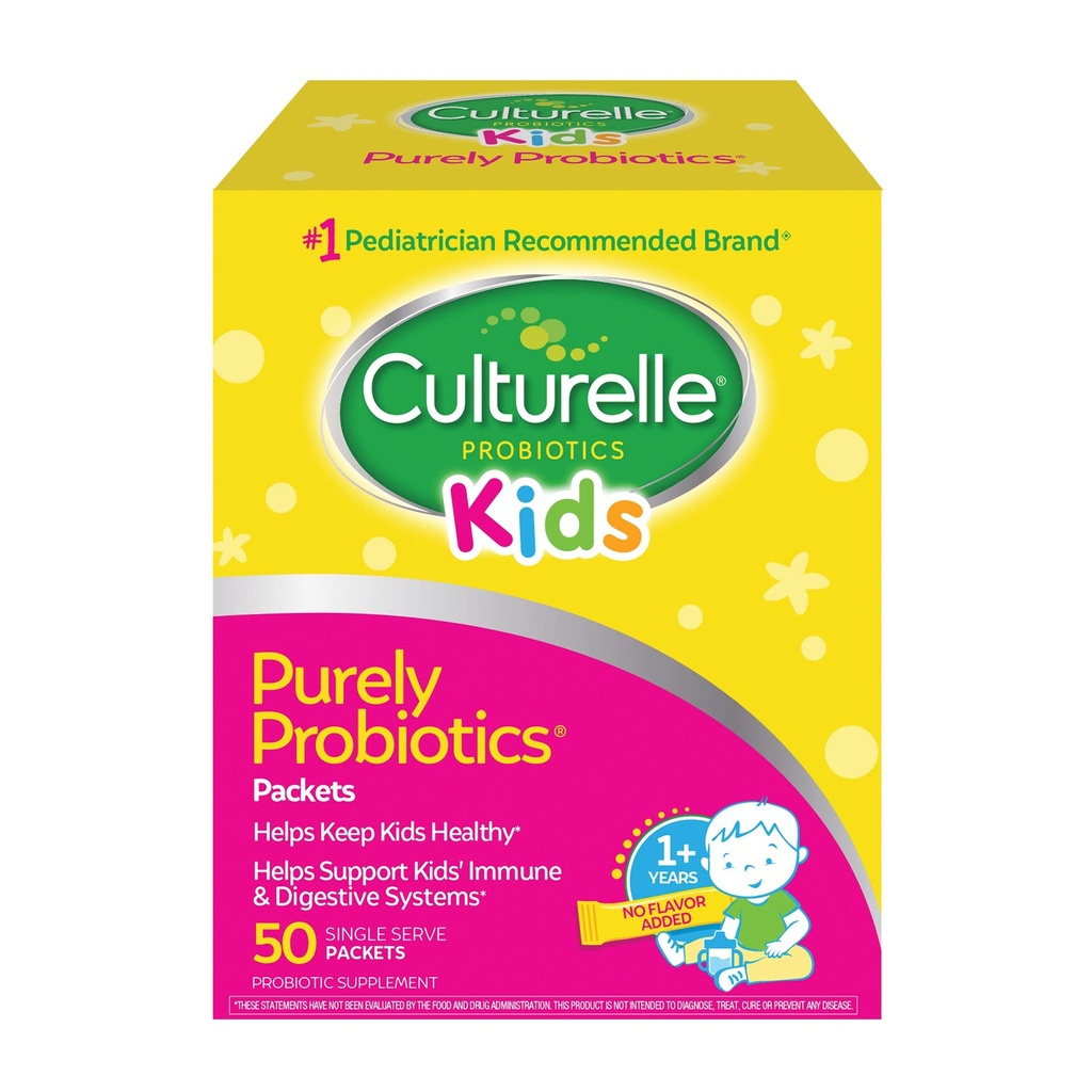 Culturelle Kids Daily Probiotic Packets for Kids (Ages 3+) - 50 Count – From the #1 Pediatrician-Recommended Brand – Flavorless Daily Probiotics for Digestive Health & Immune Support