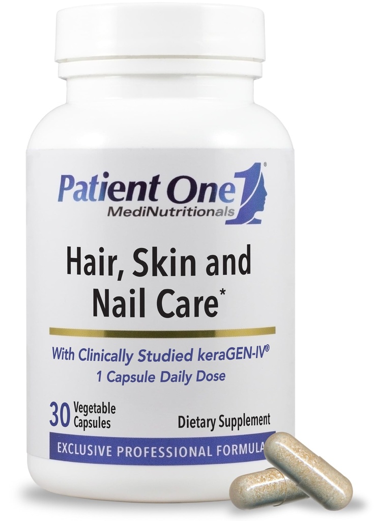 Pacientes One Hair, Skin &amp; Nail Care ← Suplemento para soportar uñas fuertes, y el cabello saludable y la piel* Silencioso con Keratin, Collagen y Más Silencio 30 cápsulas