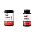 Factor de fuerza Cretina Powder 60 Servimientos y Complejo de vitamina B 60 cápsulas Bundle para la ganancia muscular, fuerza, energía y recuperación más rápida