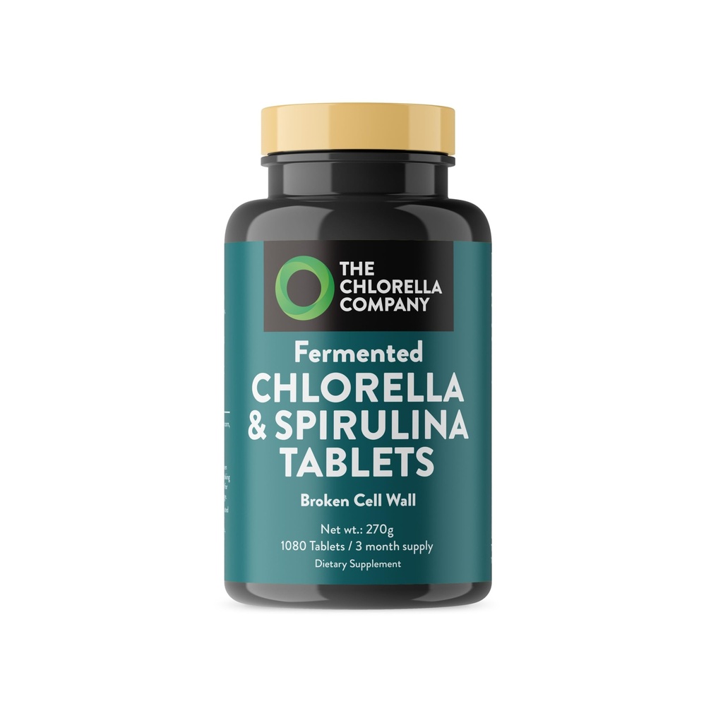 Clorella fermentada " Spirulina Tablets, clorofila, Superalimentos Verdes, Suplemento de Algae, Detox de Metales Pesados, Apoyo Inmunitario, Muro de Célula Rota, 1350 Tabletas, No GMO, Vegan