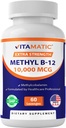 Vitamatic Methyl B12 (Methylcobalamin) 10,000 mcg – 60 Lozenges – Fuente Superior de Vitamina B12 para Energía &amp; Nerve Health