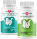 Cardo de leche &amp; Probióticos para perros - Soporte para el hígado, Función de bolos, Apoyo a la digestión para gas, diarrea, mal aliento de perro &amp; estreñimiento