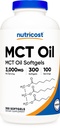 Nutricost MCT Oil Softgels 1000mg, 300 SFG (3,000mg Serv) - Grande para Keto, Ketosis y dietas Ketogénicas