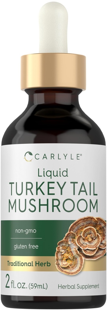 Carlyle Turquía Tail Mushroom Extracto Liquid Tincture TENIDO 2 FL Oz TENIDO Las gotas vegetarianas TENIDO NO GMO, Gluten Suplemento gratuito