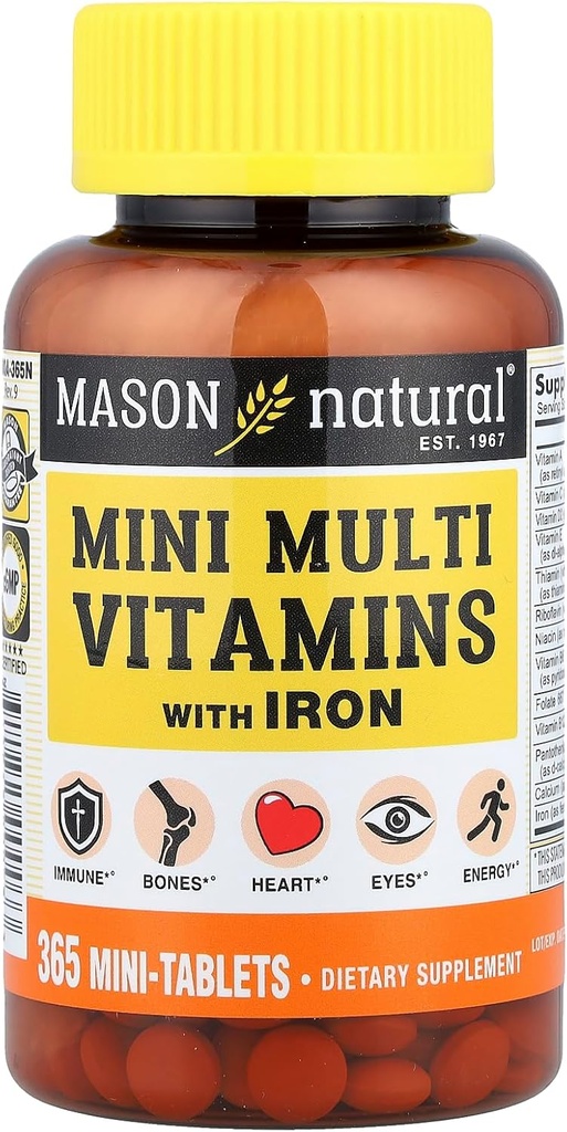 Vitaminas Mason Múltiples vitaminas diarias con tablas de hierro