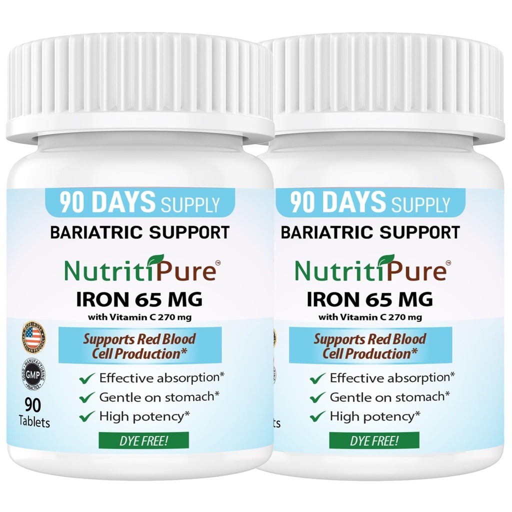 Carbonyl Iron Tablet 65 mg con 270 mg Vitamina C Silencio180 Days Supply Silencio para Mujeres/Men peru High Potency Bariatric Vitamins for WLS Pacientes Incluyendo bypass gástricos ← Dye Free (2)