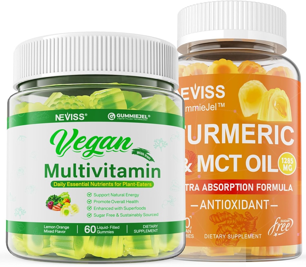 Orgánica Turmeric Gummies 1000mg con Vegan Multivitamina para Mujer Hombre