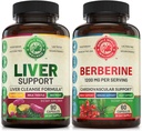 Liver Cleanse Detox Repair Formula y Premium Berberine Bundle (una botella cada uno). Soporta Salud del hígado, Salud cardiovascular, Boost de energía, Función metabólica. USA Made.