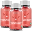 WellPath Pure Organic Apple Cider Vinegar Gummies from The Mother (3 Pack) - Hecho con jengibre para Gut Health ← Vegan, Non-GMO, 180 Ct