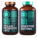 Enzimas digestivas con Probióticos y Prebióticos y Vegan Probiótico Plus B12 Enhanced Digestive and Gut Health Bundle