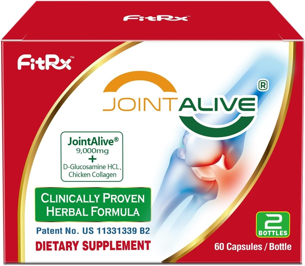 FitRx JointAlive Joint Support Supplements for Women ' Men, Glucosamine Chondroitin, Tipo II Collagen, Relief Joints Discomfort, Cartilage Repair, as Quickly as 7 Days, 60 Servings