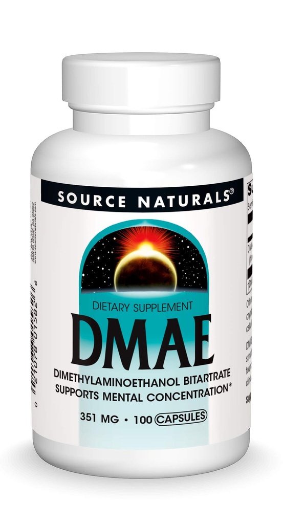Fuente Naturals DMAE, Dimethylaminoethanol Bitartrate - Apoya la concentración mental*, 351mg - 100 cápsulas