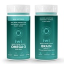 Iwi Omega-3 Minis &amp; Brain Omega-3 Bundle, 30 Servings, Vegan Plant-Based Algae Omega 3 con EPA + DHA, Krill & Fish Oil Alternative, No Fishy Aftertaste