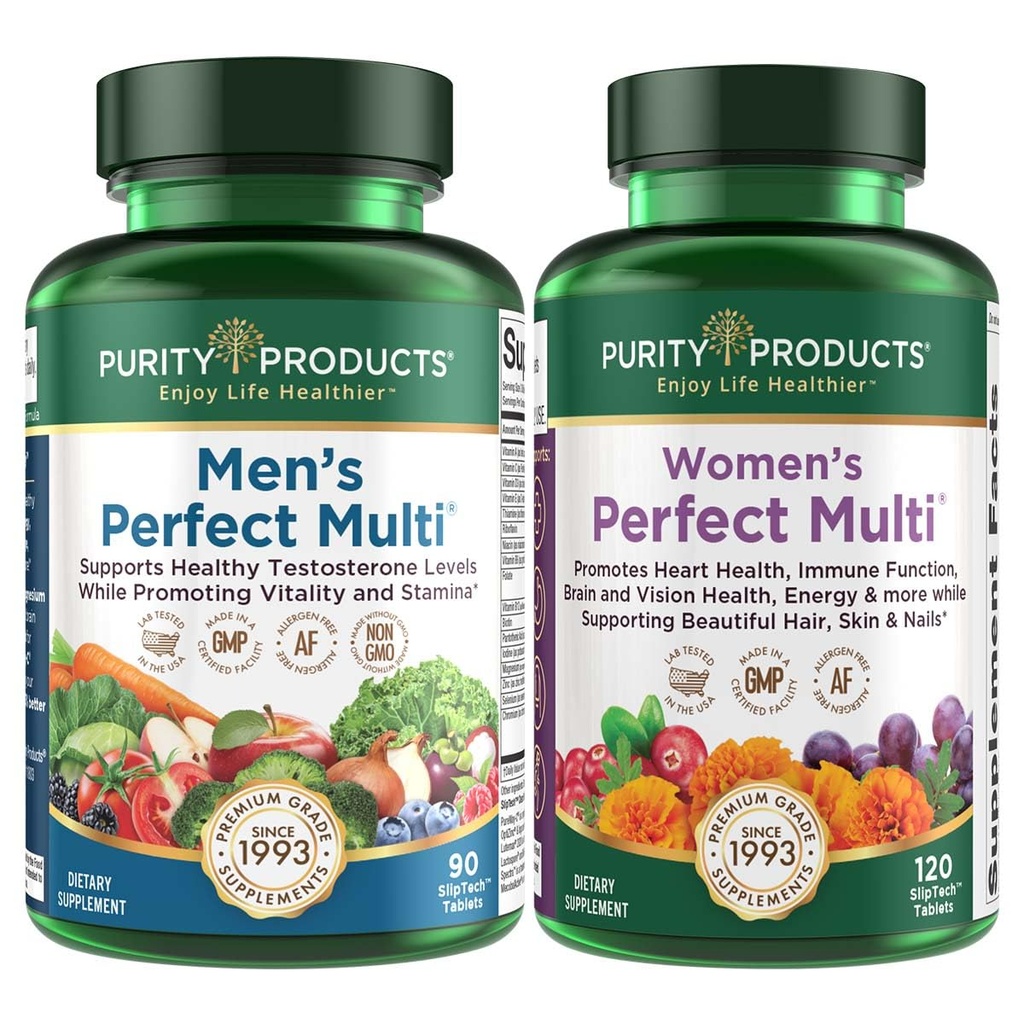 Purity Products Bundle - Hombres Perfect Multi + Mujer Perfect Multi - Hombres - Asistencias Vitality saludable, Energía + Más - Mujeres - Apoyos Urinary Tract Health, Immunity, Hair Skin Nails + Más