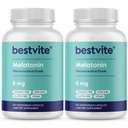 BESTVITE Melatonin 6mg (240 cápsulas vegetarianas) (120 x 2) - No Stearates - Vegan - No GMO - Gluten Gratis