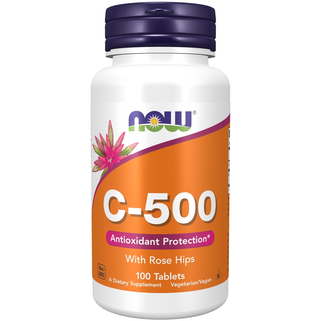 AHORA Suplementos de alimentos, vitamina C-500 con caderas rosas, protección antioxidante*, 100 tabletas