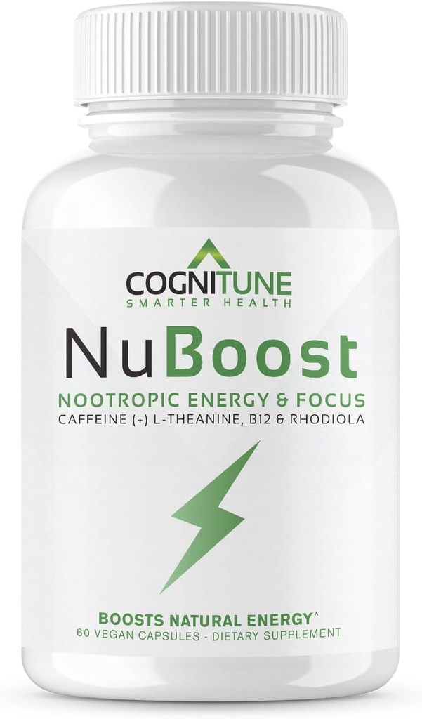 Caffeine Pills 100mg con L-Theanine &amp; B12 – Natural Energy + Focus Supplement – Clean Energy Pills for Men &amp; Women – Caffeine L Theanine Nootropic – 60 Vegan Capsules