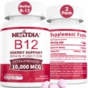 B12 Vitaminas 10.000 mcg, Vitamina Metilada B12 Sublingual - Energía, Focus, Metabolismo & Cerebro Apoyo a la Salud, Sistema Inmunitario, Dissolve rápido, Sabor de Fresa Natural, 180 Servimientos