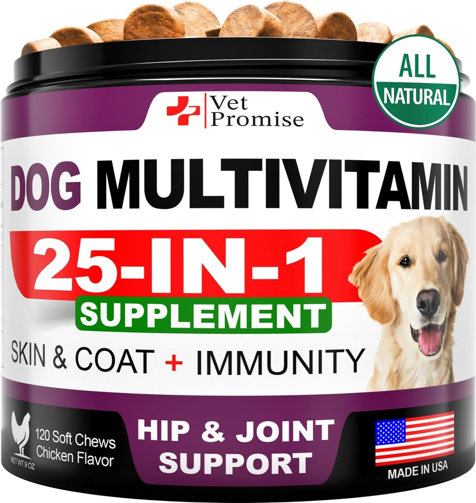 Perro multivitamínico Chewable con Glucosamina - Vitaminas y Suplementos para perros - Senior &amp; Puppy Multivitamin for Dogs - Pet Joint Support Salud - Inmunidad - Movilidad - Energía - Gut - Skin - 120 Chews