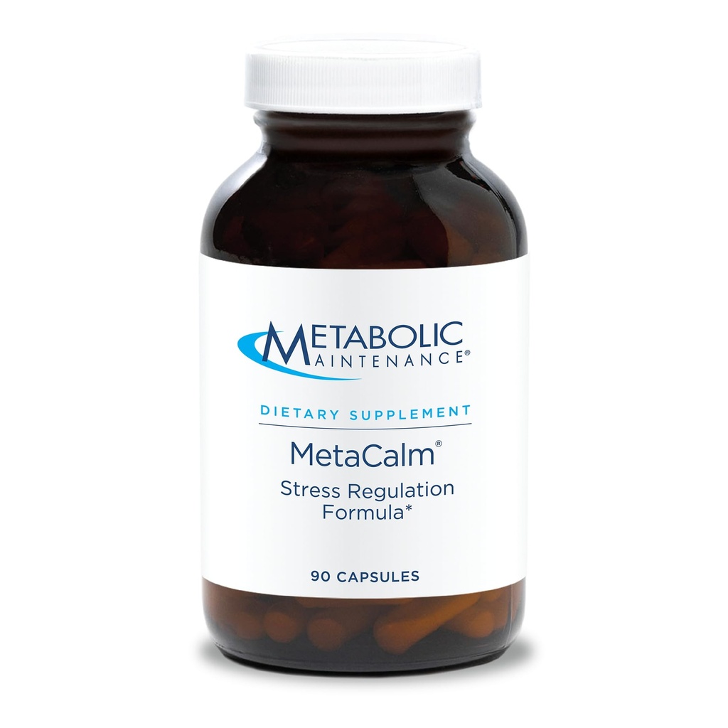 MetaCalma de mantenimiento metabólico - GABA L-Theanine Suplemento para calma, sueño y apoyo al estrés, vitamina B6, folato activo, magnesio &amp; 5-HTP Complejo para adultos, hombres y mujeres - 90 cápsulas