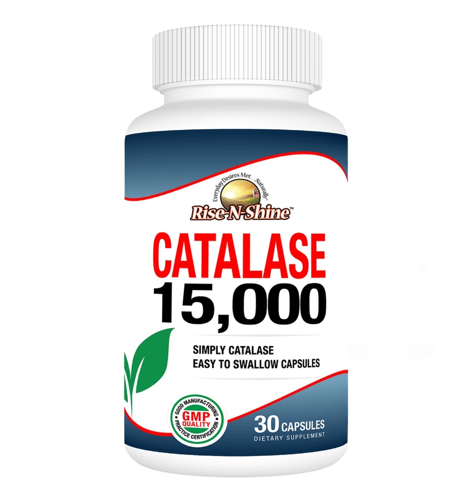 Rise-N-Shine Catalase Suplemento 15,000 - Potente Antioxidante Enzyme para la salud del cabello - Suplementos para el cabello fuerte - 30 Day Supply