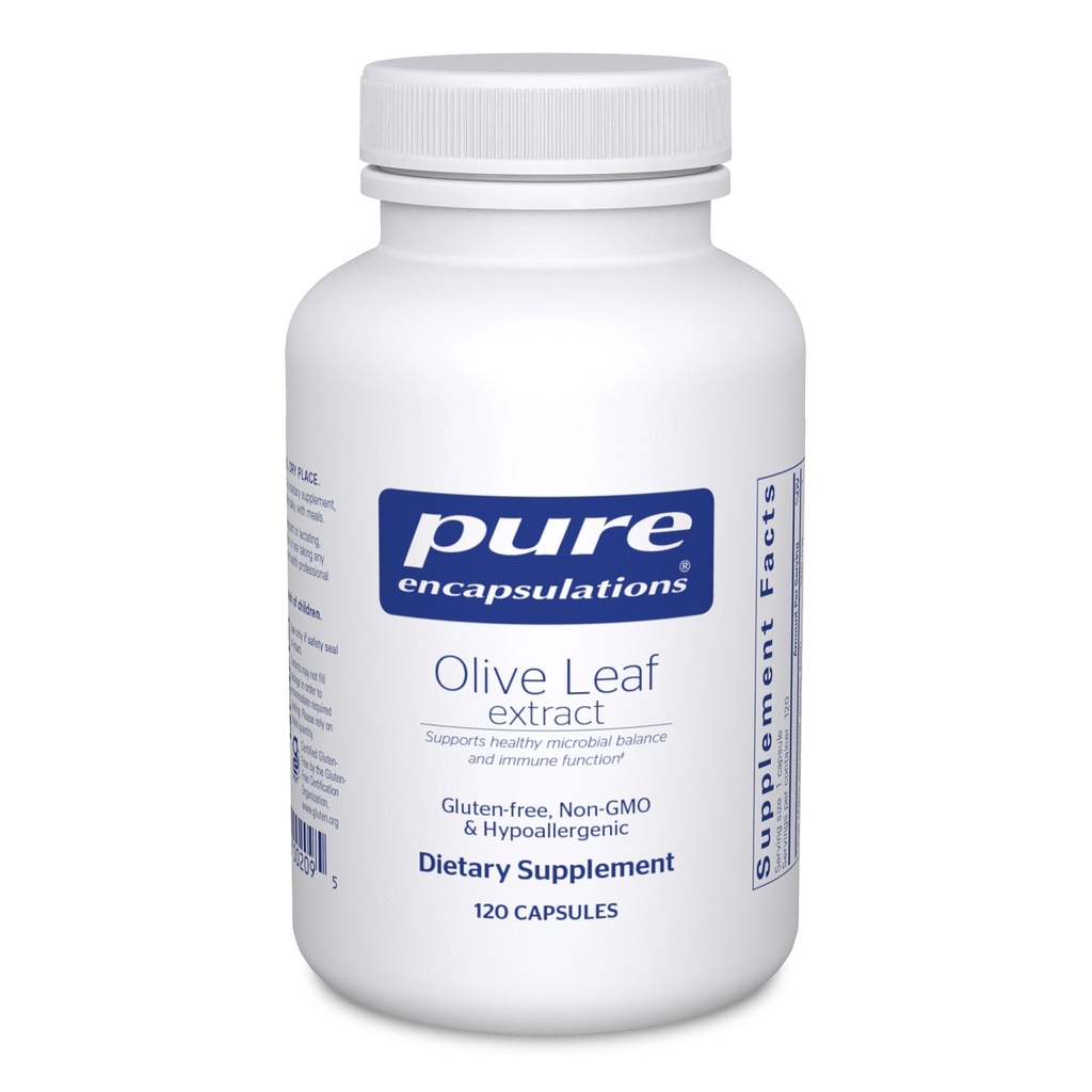 Pure Encapsulations Olive Leaf Extract ← Hypoallergenic Supplement Supports Immune System and Healthy Intestinal Environment TEN 120 Capsules