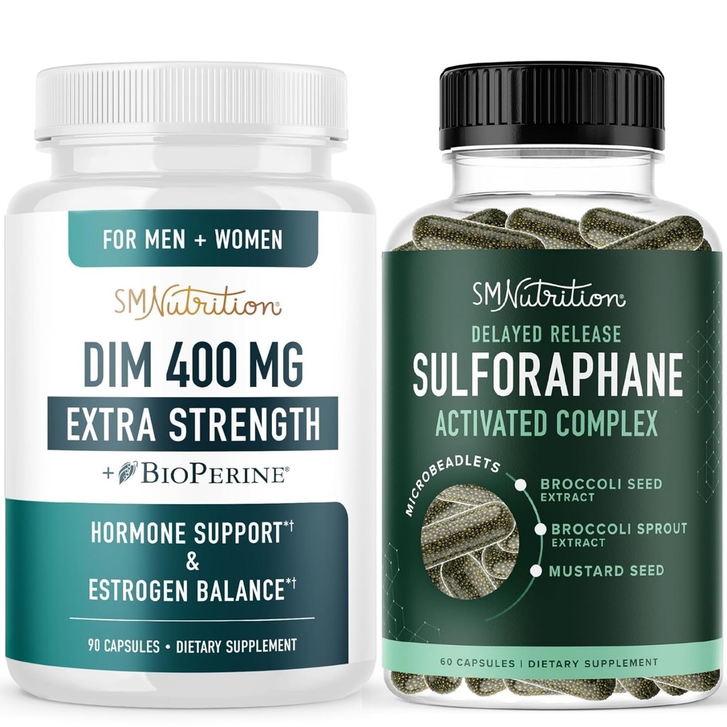 Complejo Sulforaphane &amp; 400mg Suplemento DIM para el equilibrio de estrógeno mejorado para las mujeres ← Avanzado Microlet Hormona Balance Suplemento (60 Servings) con DIM de fuerza adicional (90 Servings)