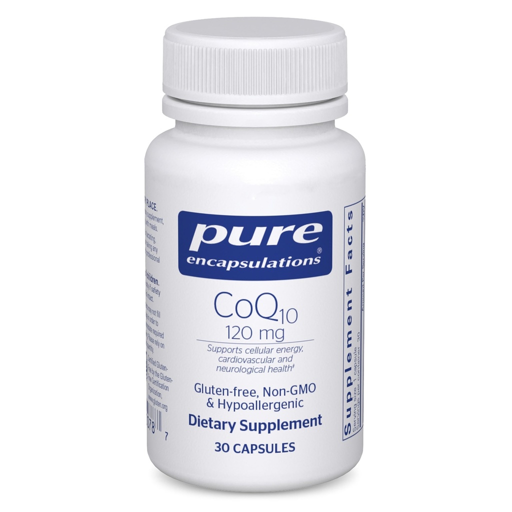 Encapsulaciones puras CoQ10 120 mg - Coenzima Q10 Suplemento para la salud cardíaca, energía, antioxidantes, salud cerebral y memoria - salud celular, cognición " soporte cardiovascular* - 30 cápsulas