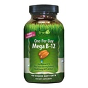 Irwin Naturals One-Per-Day Mega B-12 1,500mcg High Potency Methylcobalamin Vitamina - Absorción rápida mejorada con MCT + Ginseng asiático - Boost de energía natural - 60 Liquid Softgels