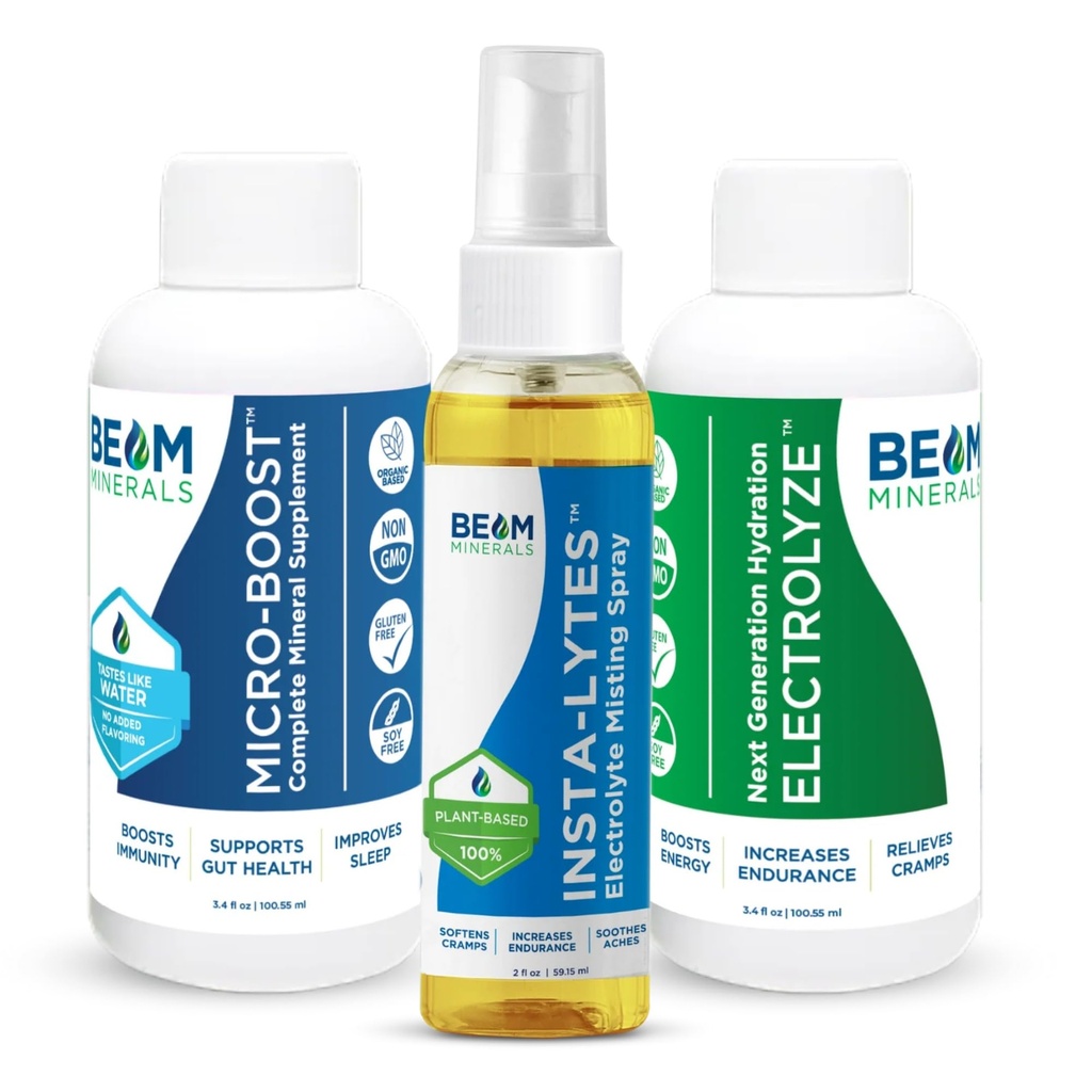 BEAM MINERALS Travel Pack   Electrolyte &amp; Micronutrient Support On-The-Go ← Micro-Boost, Electrolyze y Insta-Lytes 2 fl Oz