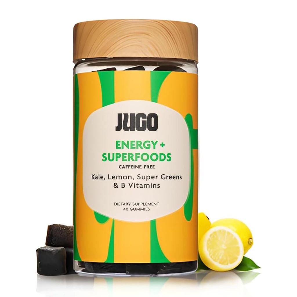 JUGO Energy + SUPERFOODS ← Vitamina B12 Gummies with Kale & Super Greens TEN 40 Conde Caffeine-Free Energy Gummies TEN Plant-Based, Gelatin-Free, Non-GMO, Made in USA