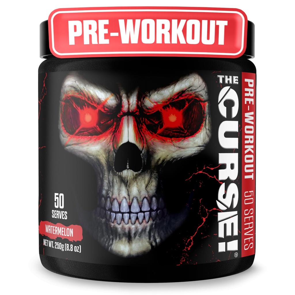 ¡JNX lanza la maldición! Pre Workout Powder for Men &amp; Women, Caffeine, Beta-Alanine, Creatine, L-Citrulline, 50 Servings, Watermelon Flavor – Boost Energy, Strength & Focus