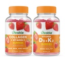 Collagen Lifeable &amp; Vitamina C + Vitamina D3 + Vitamina K2, Gummies Bundle - Gran Tasting, Suplemento de vitaminas, Gluten Gratis, GMO Gratis, Chewable Gummy