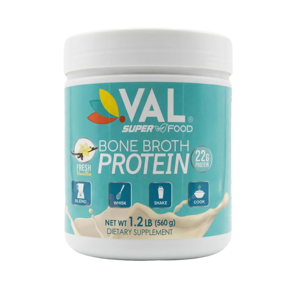 Polvo de proteína de hueso VAL - 22g Proteína, 12g Collagen, MCT & Pea Protein – Gut, Skin &amp; Joint Support – Paleo Friendly, Gluten Free – Chicken Flavor, 16 Servings