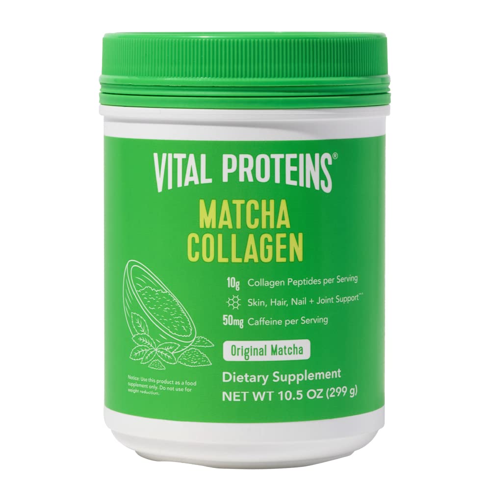 Proteínas Vital Matcha Collagen Peptides Powder Suplemento, Matcha Green Tea Powder, 10.5 oz, Original Flavored