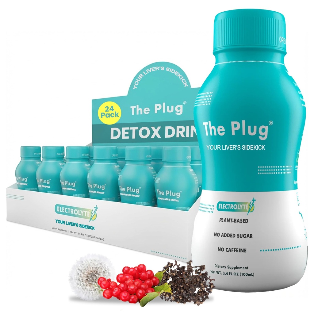The Plug Liver Cleanse Detox " Repair Drink - Plant Based Herbal Electrolyte Drink for Liver Support " Health, Bloating Relief, Restore Antioxidants " Minerals ← Liver Complex Energy Drink (24-Pack)