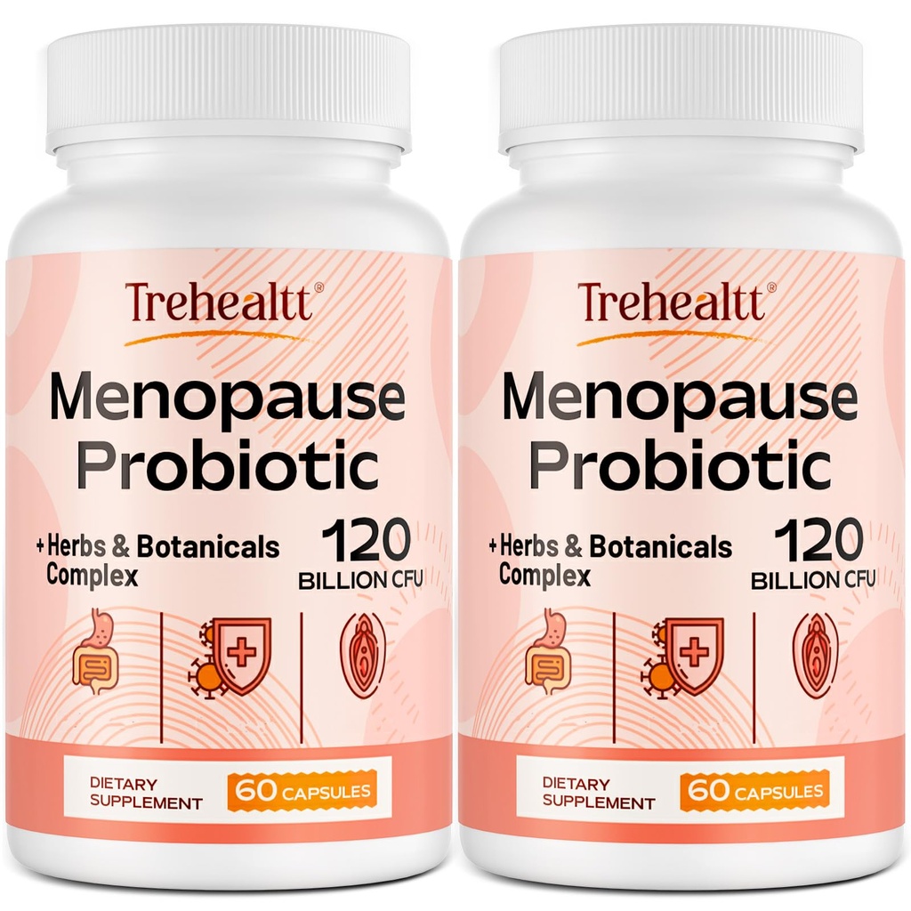 Suplementos de menopausia para mujeres, 120 Billones CFU Probiótico, 13-en-1 Herbs & Botánicos Complejo, para la menopausia hormonal, Flashes calientes, sudaderas nocturnas, mudas, trastornos del sueño, Vegan, 120 caps