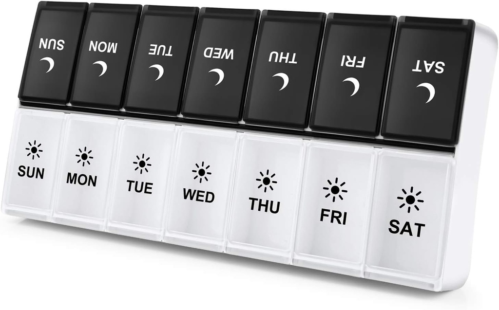 DANYING Large Pill Organizer 2 veces al día, Caja semanal por AM Caso, Day Night Container 7 Vitrina de caso