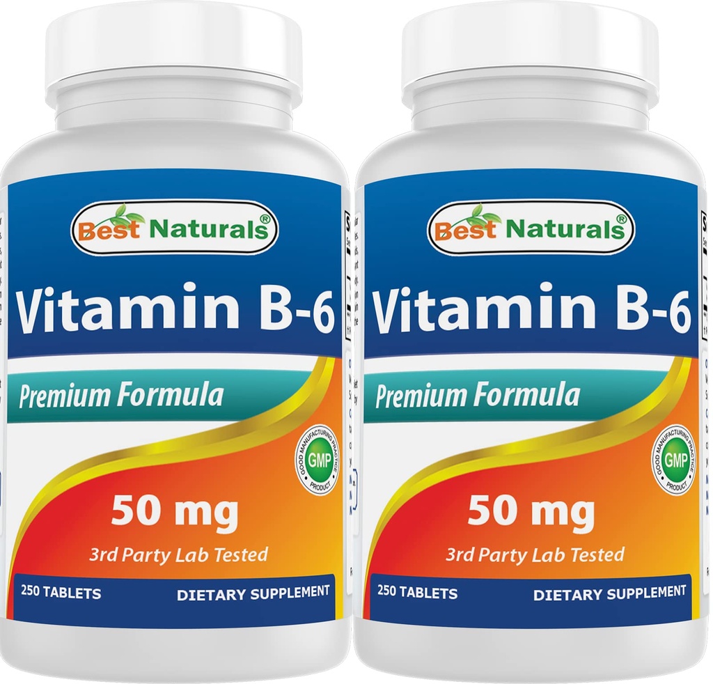 Mejores Naturales Vitamina B6 50 mg 250 Tabletas (250 Cuenta (Pack de 2))
