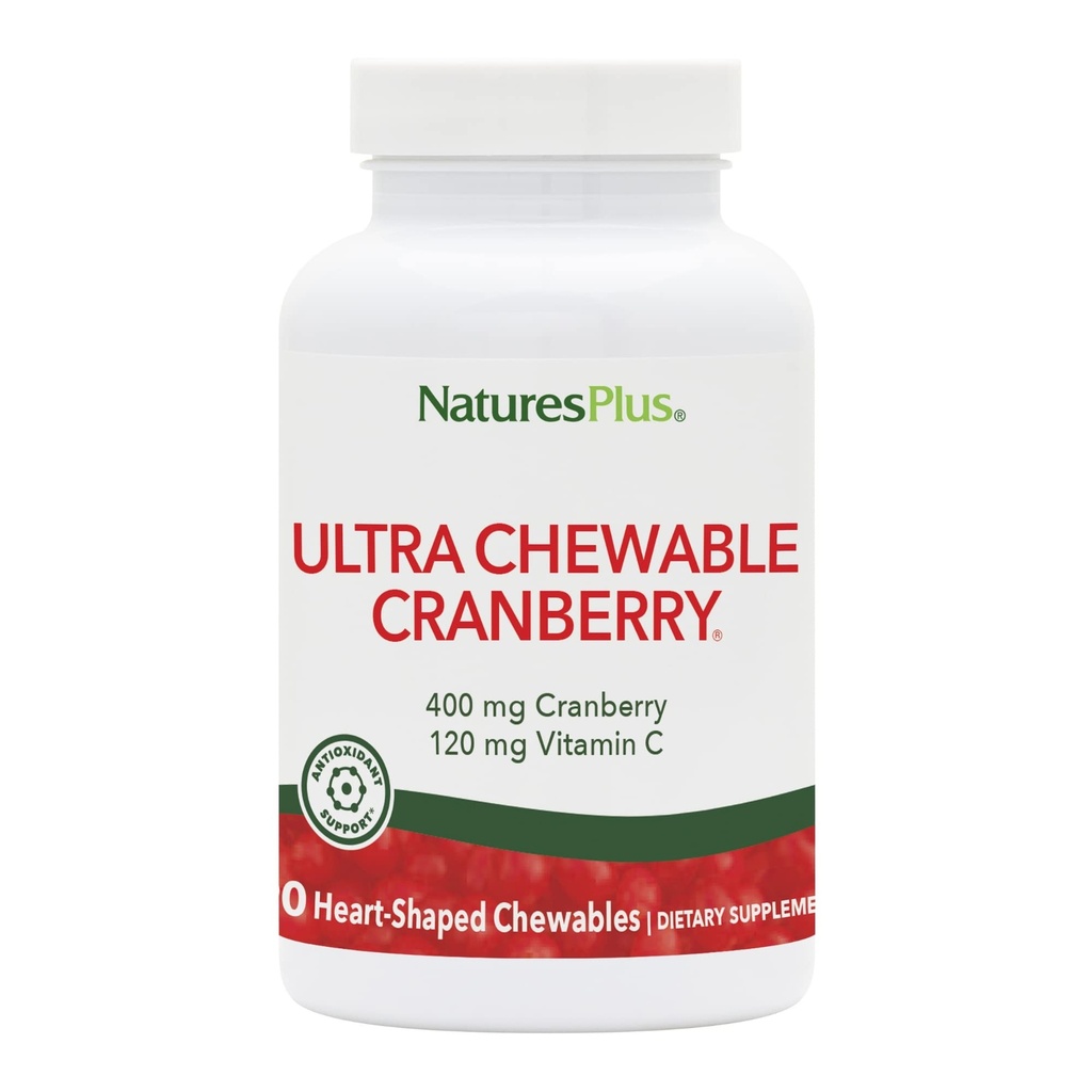 NaturesPlus Ultra Chewable Cranberry - 90 Love Berries Tablets - Promueve la salud de la tradición urinaria - No GMO, Gluten Gratis - 45 Servings