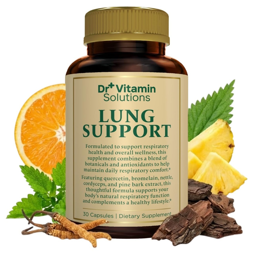 DR VITAMIN SOLUTIONS Lung Detox Supplement for Men &amp; Women - 10-in-1 Blend w/Vitamin C & Butterbur Root - Supports Lung Health &amp; Respiratory Function - Improves Breathing, Oxygen Flow - 30 Vegan Caps