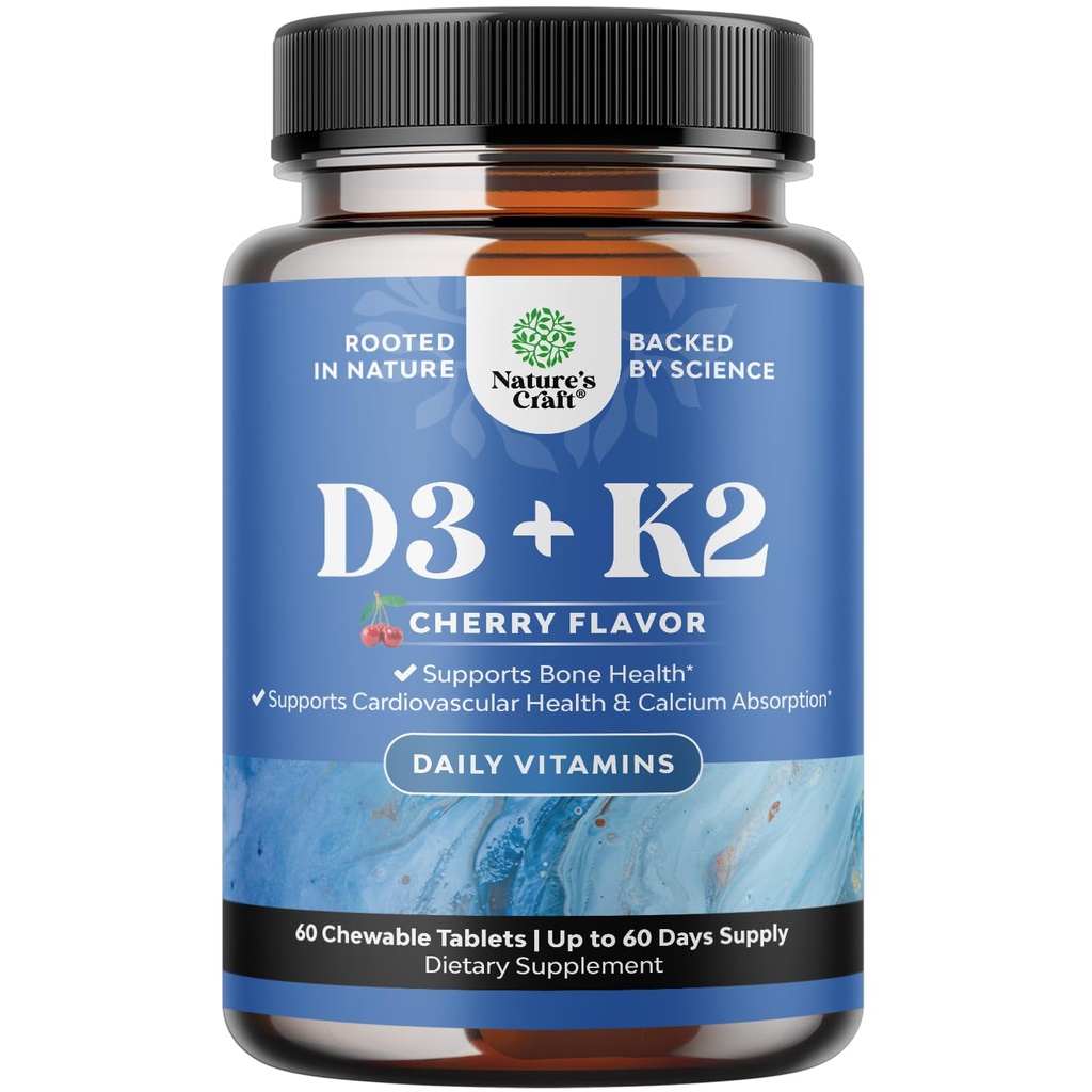 Vitamina D3 con K2 MK7 Suplemento - Vitamina D3 2000 UI Tablets y K2 para soporte inmunitario Bono Salud CorazÃ3n Salud CorazÃ3n Apoyo Conjunto Bone Strength y Mood Boost - VIT Immune System - 60 Conde