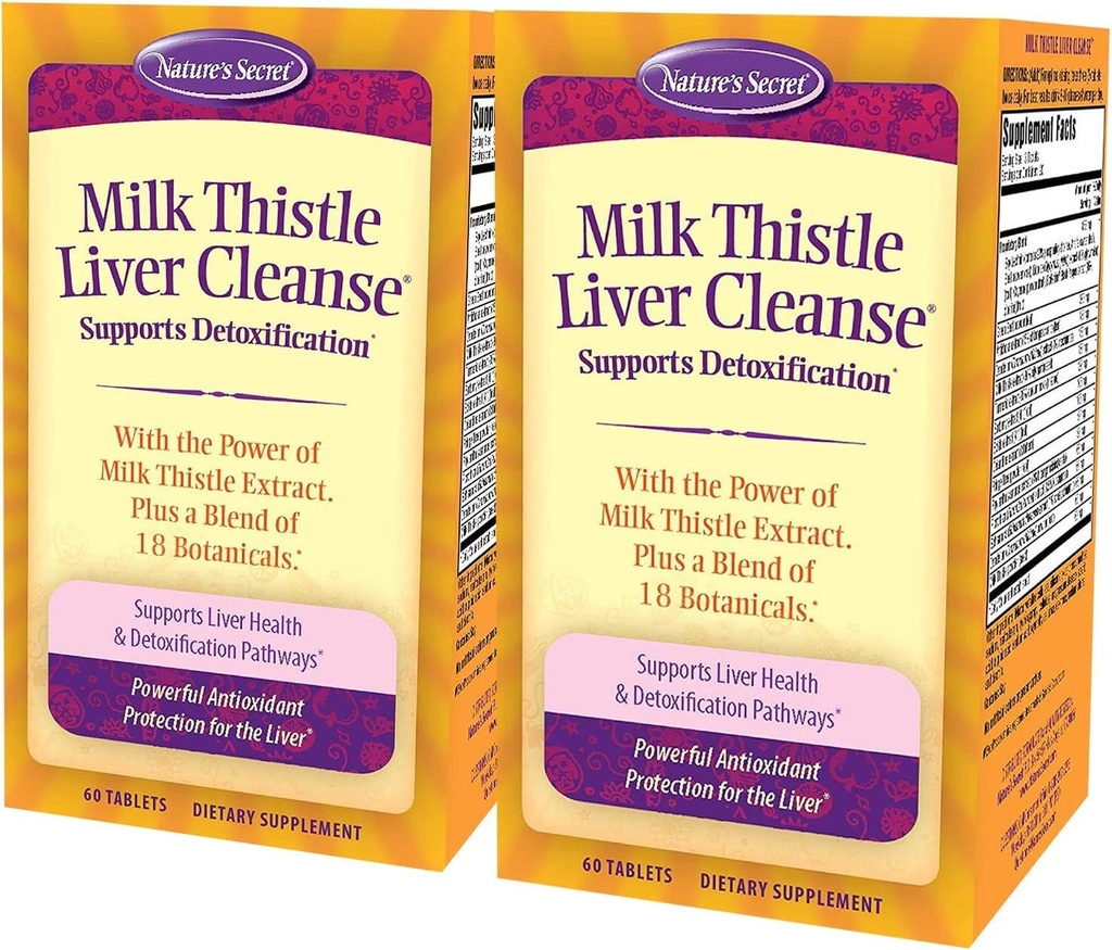 La leche secreta de la naturaleza Limpiador del hígado - Soportes Función sana del hígado " Detoxificación -18 Botánica de la lencería, dandelión, remolacha, " Artichoke - Antioxidante natural poderoso (Pack of 2)