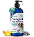 Aceite de pescado líquido para perros con Omega 3, 6 &amp; 9 ácidos grasos, Wild Caught from Iceland, Skin and Coat Supplement for Shedding, Itchy Skin, Allergies, Brain and Heart Health, Rich in EPA + DHA - 12 oz
