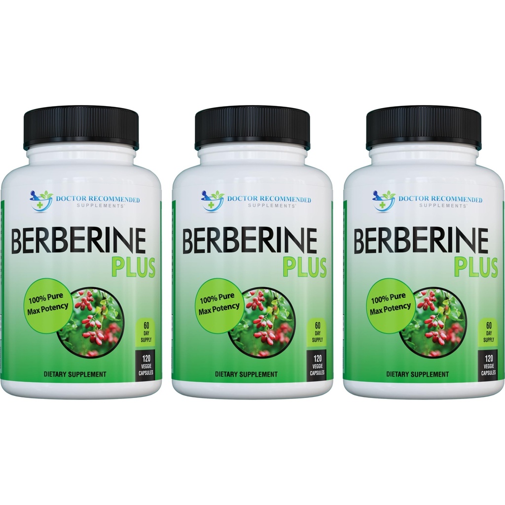 DOCTOR RECOMENDADO SUPPLEMENTOS Berberine Plus 1200mg Por Serving - 120 Veggie Capsules Royal Jelly (120 Conde (Pack of 3))