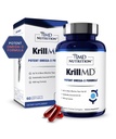 1MD Nutrición KrillMD - Aceite de Krill Antártico Omega 3 Suplemento con Astaxanthin, EPA, DHA TEN 2X Más Eficaz que el Aceite de Pescado TEN 60 Softgels