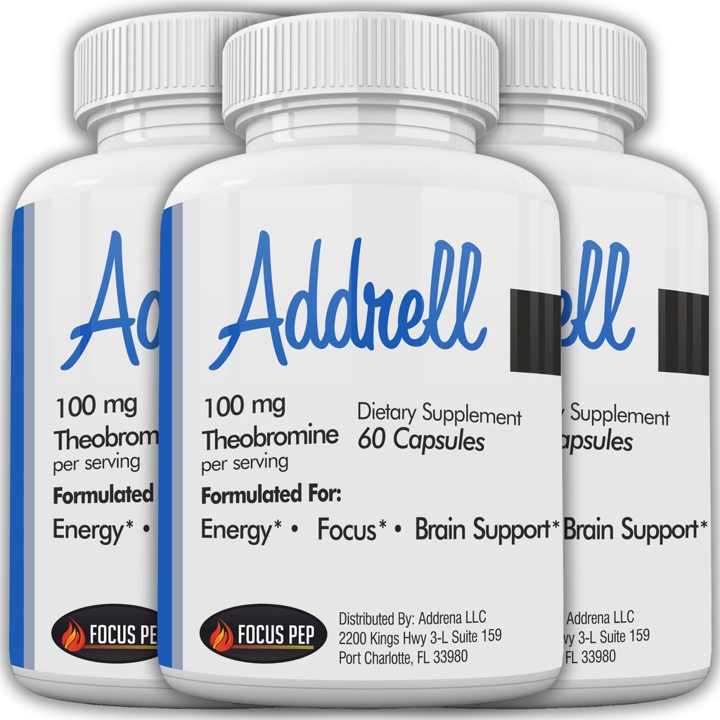 Addrell Energy Stimulant Pills- Study Supplement Alternative Pill, Natural Nootropic Supplements & Cognitive Enhancer Substitute to Elevate Mental Clarity for Women ' Men- 180 Capsules